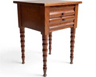 Lot 055  
19th Century Walnut End Side Table with Bobbin Legs