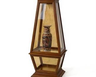 Lot 048   
Mid Century Obelisk Shaped Lighted Curio Cabinet