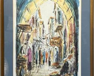Lot 016-013   
Zvi Raphaeli 1920-2005 (Israeli) Jerusalem Market, Épreuve d'Artist, Litho