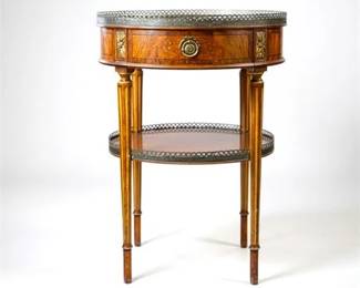Lot 051   
Louis XVI Style Flame Mahogany Banded Side Table, In the Style Of