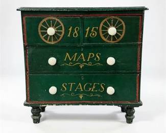 Lot 056   
1815 Maps and Stages Hand-Painted Chest