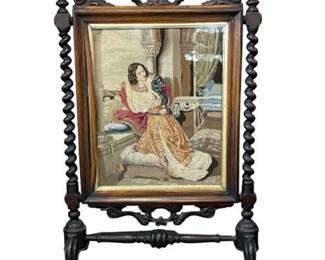 Lot 083   
Victorian Carved Rosewood and Petite Pointe Fireplace Screen