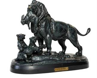 Lot 018-S   
Paul Édouard Delabrierre (French, 1829-1912) Bronze, Lion 1er Gibier 1892