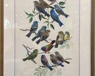 Lot 108-Sil   
Diane Pierce, 1982 Signed Bunting Bird Lithograph