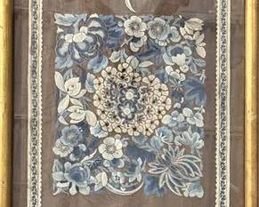 Lot 125-Sou  
Chinese Chrysanthemum and Florals Embroidered Silk Panel
