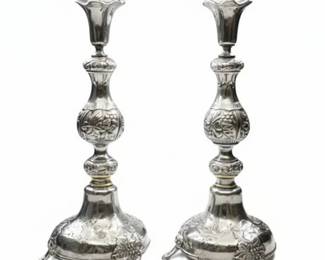 Lot 019-C   
Sterling Silver 1888 European Candlesticks, Hallmarked SZ KA