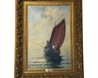 Lot 055-Hen   
19th C. Oil, Homeward Bound, by S.W.C.H.
