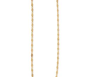 1117
A 20K Gold Chain
Of a fancy link design

Length: 23 1/2 in.
17.6 grams gross
Estimate: $1,800 - $2,500
