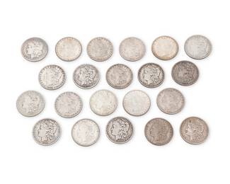 1177
A Group of US Morgan Silver Dollar Coins
Dated: 1878-1921
21 pieces
555.2 grams gross
Estimate: $600 - $800
