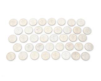 1175
A Group of 1968 Mexican XIX Silver 25 Pesos Coins
40 pieces
900.0 grams gross
Estimate: $1,000 - $1,500
