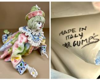 Vintage Italian Porcelain Clown Figurine for Gumps