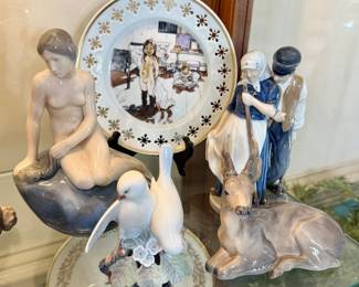 Royal Copenhagen Porcelain Figurines and Plate