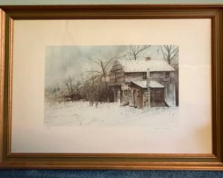 Limited Edition Print Winter Scene Cabin by Donna Brass(#211/325)