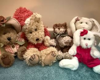 Collection of Bears and Bunnies Plush Animals