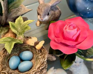 Boehm Porcelain "Robin Nest with Eggs" (#103) and "Rabbit at Rest"