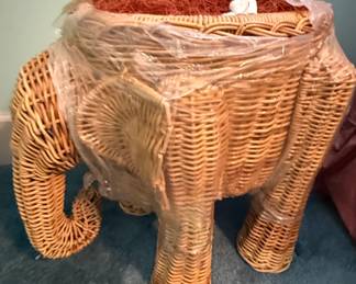 Vintage Wicker Elephant