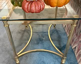Hollywood Regency Style Brass and Glass Side Table