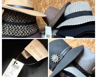 Collection of Hats including Chico's brand in Various Colors and Styles