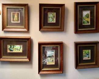 Six Miniature Framed Art by Tom Dale