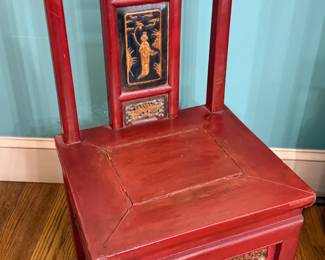 Asian Red Lacquer Side Chair