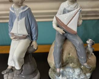 Lladro Figurines "Sailor Boy with Yacht" and "Sea Fever"