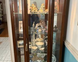 Corner Wood and Glass Curio Cabinet