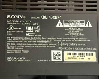 Sony KDL-40XBR4 LCD Digital Color TV