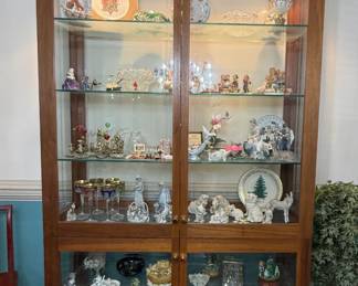 Lighted Wood and Glass Curio Cabinet