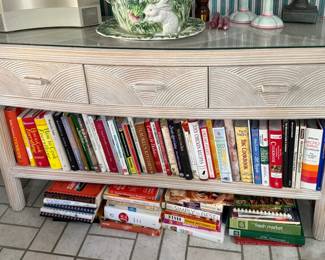 Vintage Pencil Reed Rattan Console Table