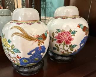 Pair of Famille Rose Style Ginger Jars