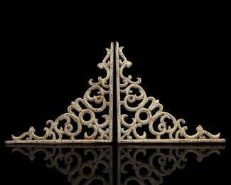 An Antique Pair Of Ornate Cast Iron Shelf Brackets