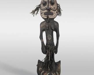 Papua New Guinean Carved Wood Feminine Ancestral Food Hook