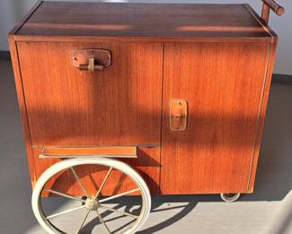 Mid Century Modern Bar Cart Possibly Jacques Adnet