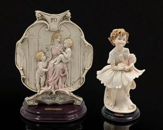 Giuseppe Armani Figurines: Pair Of Mother's Day Pieces, 2002 "Blossom" 1541C And 1993 Plaque 899C