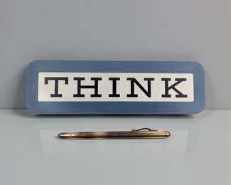 Pair Of Vintage IBM Honorary Pieces, IBM "Think" Sign And A 1948 Sterling Silver Mechanical Pencil