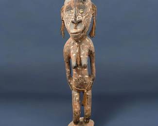 Large Antique Papua New Guinean Carved Wood Tribal Ancestor Figure