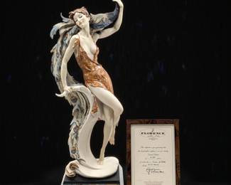 Giuseppe Armani Figurine: Limited Ed. 1956/10000 "Lady With Peacock" 871C With COA And Box