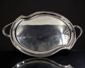 Vintage Mid-Century Modern Silver-Plated Serving Tray, Possibly Eugen Ferner