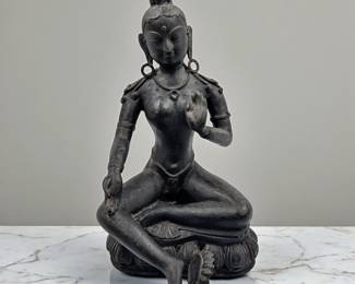 An Antique Nepalese Buddhist Bronze Green Tara Statue