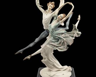 Large Signed Giuseppe Armani Figurine: "Ballerinas Grand Jete" 518P With Original Box