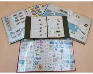 Large Collection Of Vintage International Stamps 4 Books Almost All Pages Filled