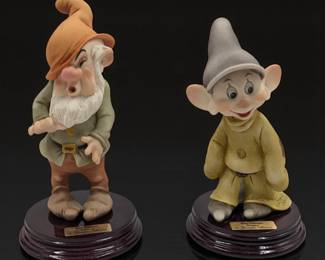 Signed Giuseppe Armani Figurines: Walt Disney's "Sneezy" 914C & "Dopey" 200C With Original Boxes