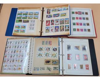Large Collection Of Vintage International Stamps 4 Books Almost All Pages Filled