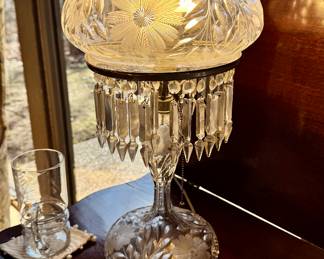 19th Century Antique American Brilliant Cut Crystal Table Lamp