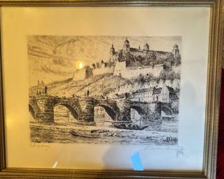 Original Etching Radierung von Aschenbieuuec  "Warzburg"