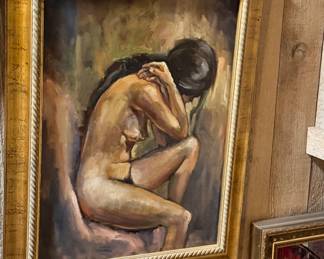 Mort Luby Oil on Canvas Nude Framed