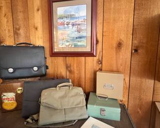 Portfolio briefcases, Vintage metal cash boxes