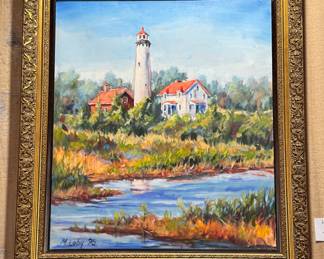 Mort Luby Oil on Canvas Lighthouse