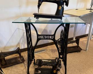 Singer Treadle  Repurposed as Glass top Table