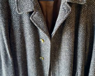 Vintage Men's Burberry Wool Herringbone Top Coat